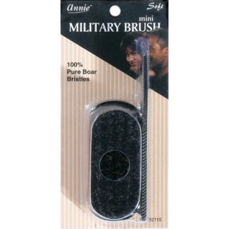 The Annie Mini Soft Military Brush Comb is a travel-sized hair styling set that includes a military-style brush made with natural boar bristles and a mini comb. The soft bristles help to distribute natural oils and add shine to the hair, while the comb is great for detangling and styling. This set is perfect for on-the-go grooming and is suitable for all hair types. It is compact and easy to carry in a purse or bag.