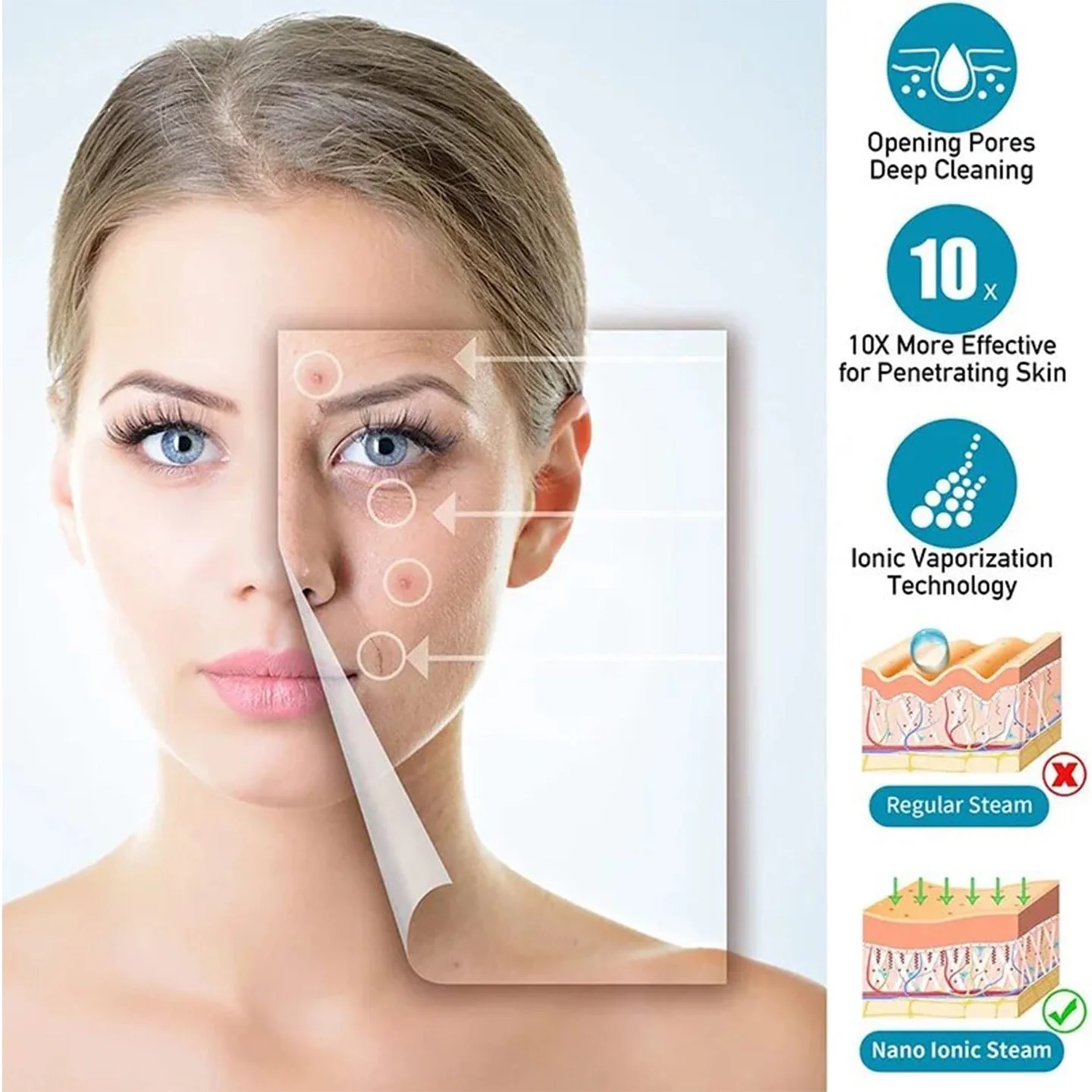 Eson Facial Steamer 800W Hot and Cold Ozone Evaporator Steam Sprayer - Image 9