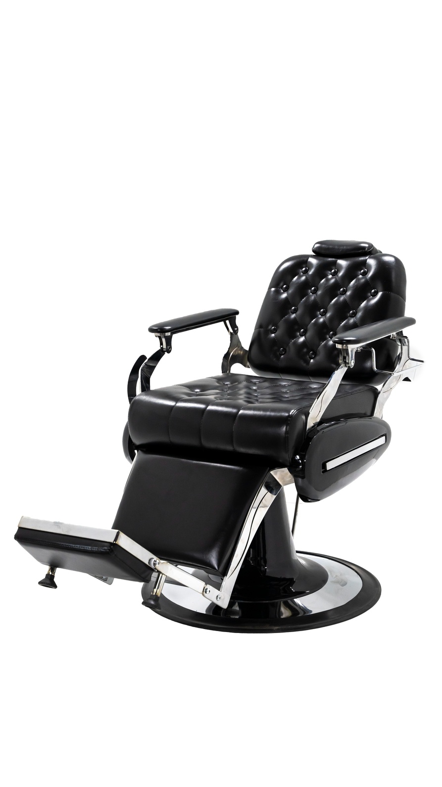 Classic Black Silver Reclining Hydraulic Barber Chair: Vintage Style Heavy Duty Salon Equipment - Image 7