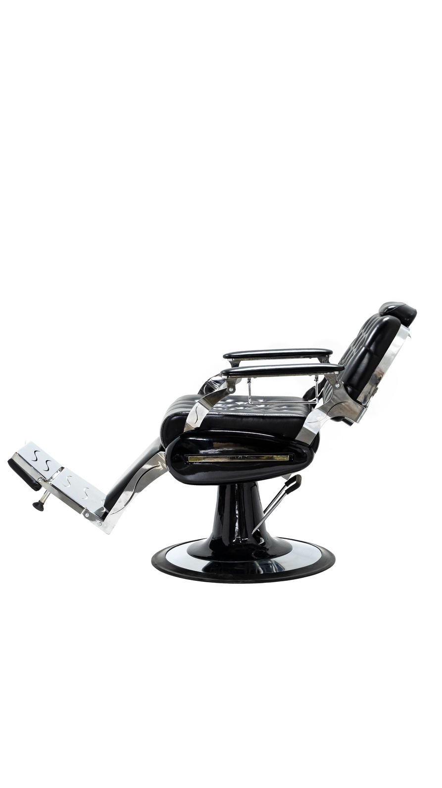 Classic Black Silver Reclining Hydraulic Barber Chair: Vintage Style Heavy Duty Salon Equipment - Image 5