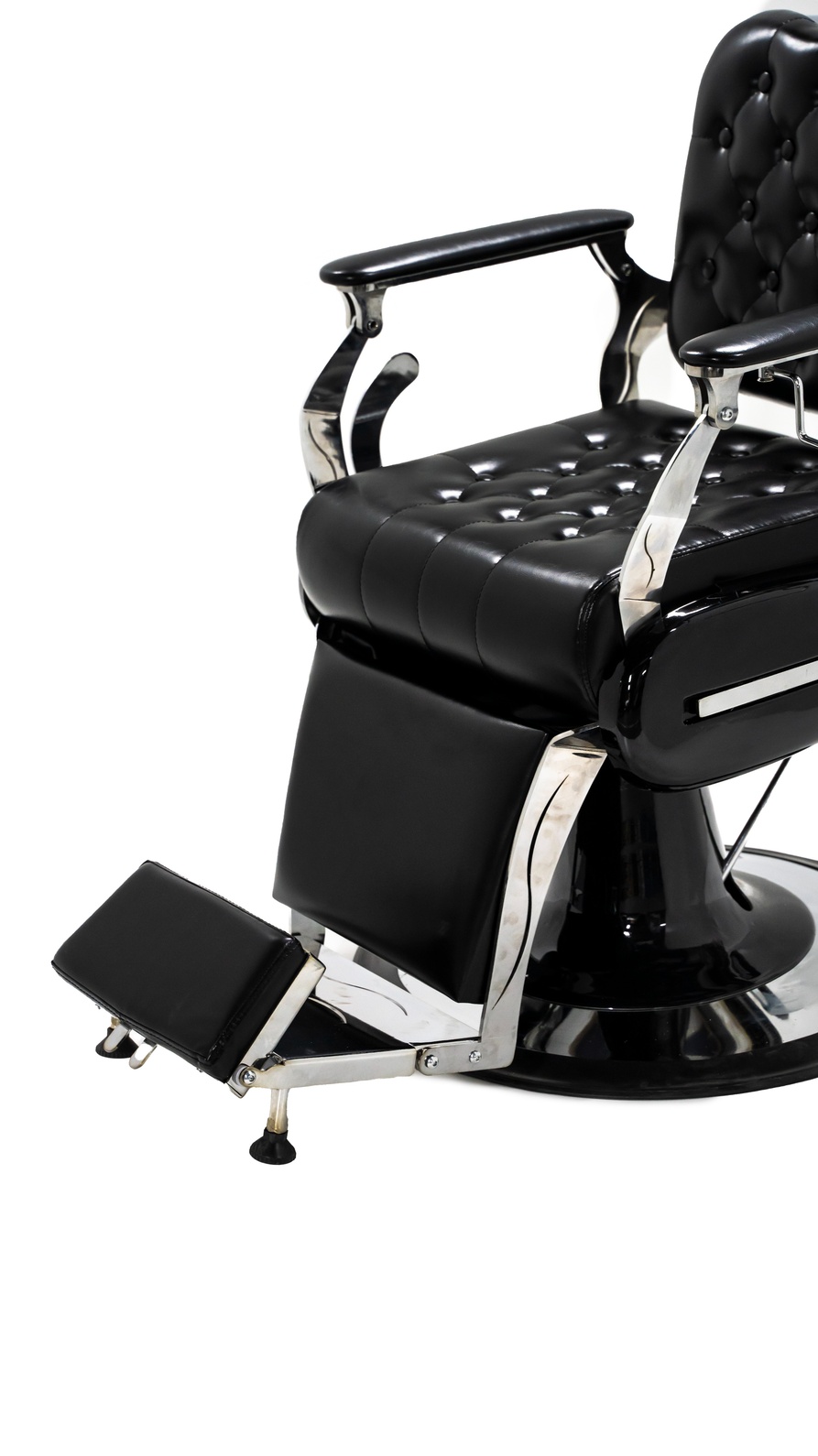 Classic Black Silver Reclining Hydraulic Barber Chair: Vintage Style Heavy Duty Salon Equipment - Image 9