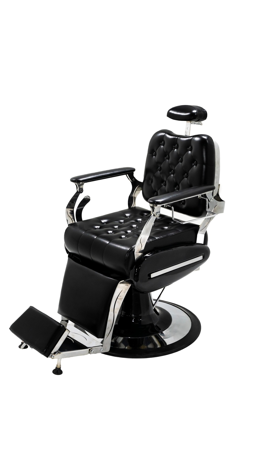 Classic Black Silver Reclining Hydraulic Barber Chair: Vintage Style Heavy Duty Salon Equipment - Image 6