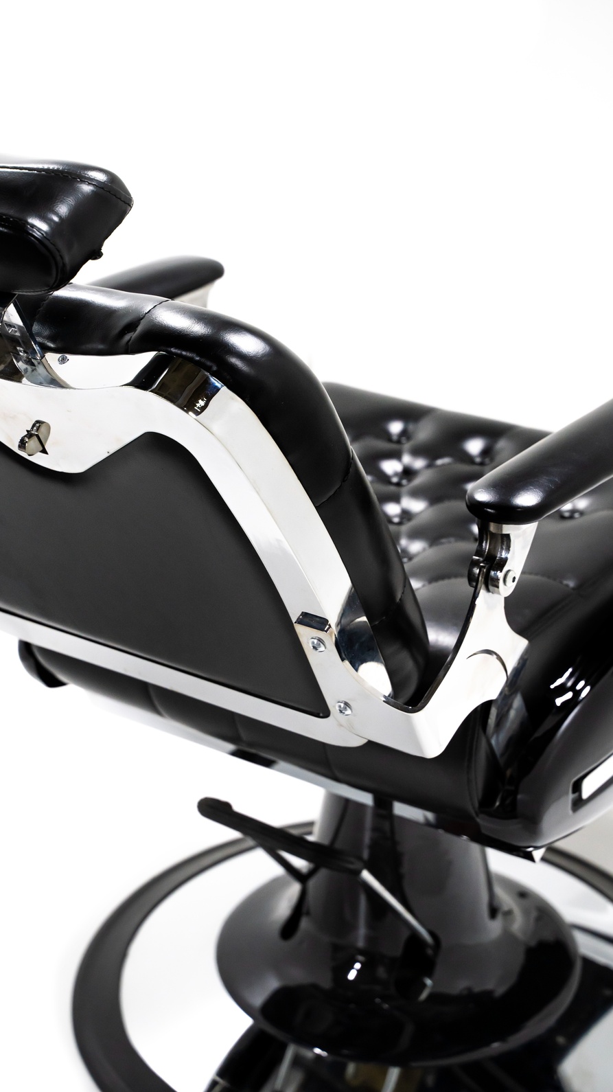 Classic Black Silver Reclining Hydraulic Barber Chair: Vintage Style Heavy Duty Salon Equipment - Image 4