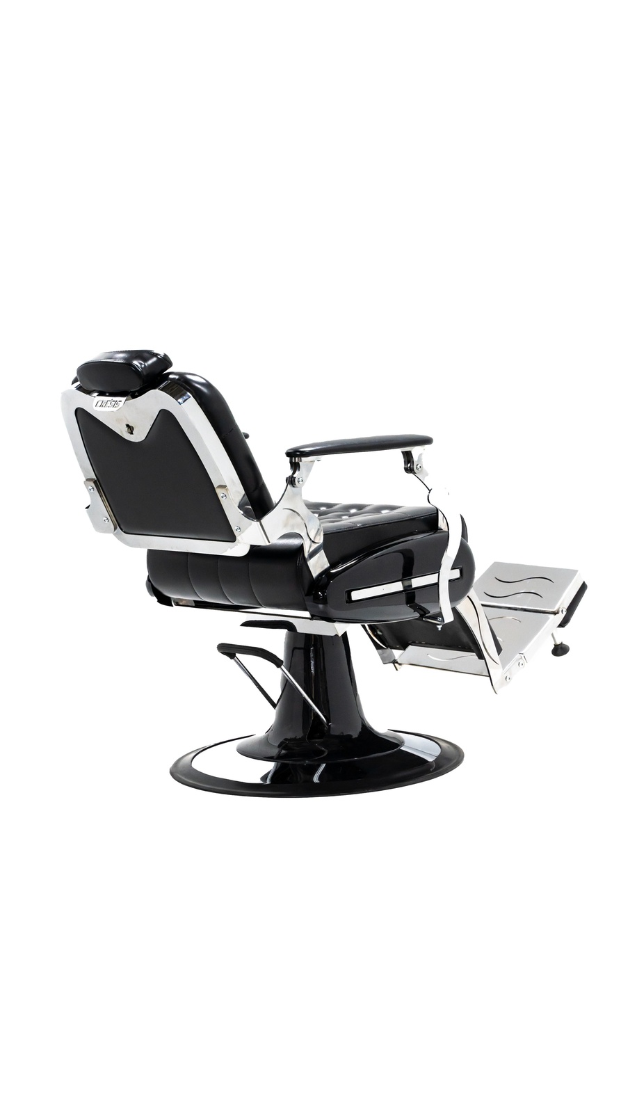 Classic Black Silver Reclining Hydraulic Barber Chair: Vintage Style Heavy Duty Salon Equipment - Image 10